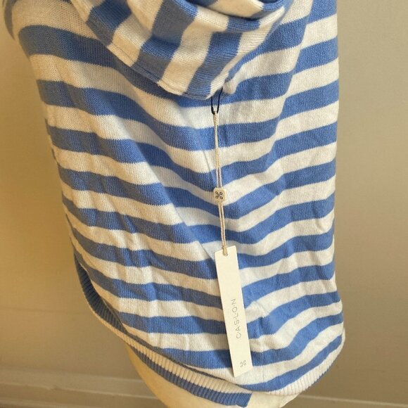 Caslon BNWT sweater blue white striped sz XSmall rolled boat neck - Picture 5 of 7